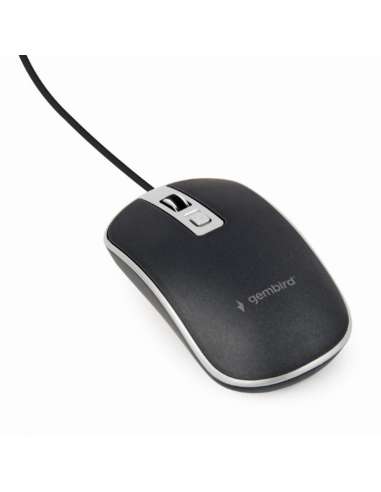 RATON GEMBIRD WIRED OPTICAL MOUSE USB BLACK SILVER