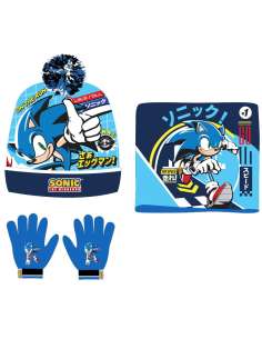 Conjunto gorro guantes braga cuello Sonic the Hedgehog